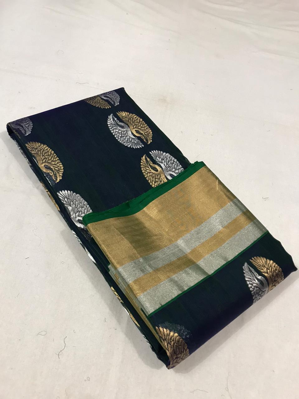 Chanderi Silk and Cotton Peacock Motif  Saree