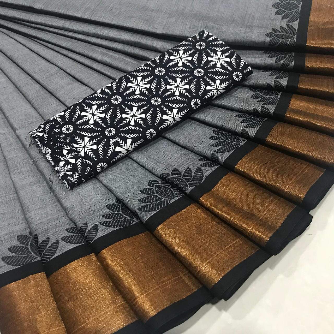 Chettinad Cotton Saree with Kalamkari Blouse-006