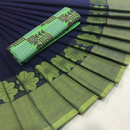 Chettinad Cotton Saree with Kalamkari Blouse-007