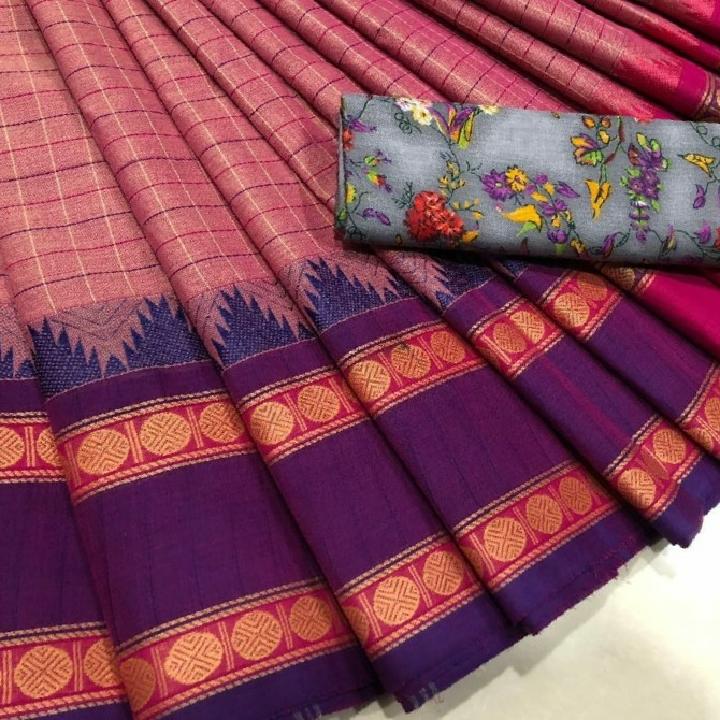 Checked Cotton Saree - CSH016