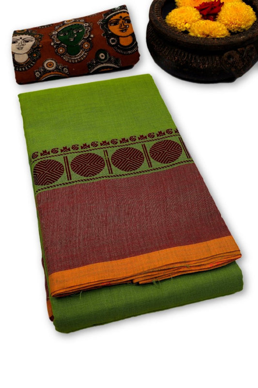 Chettinad Cotton Saree with Kalamkari Blouse-CHEDS034