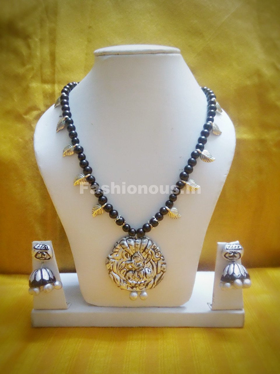 Combo of Krishna Pendant and German Silver Beads Polymer Clay