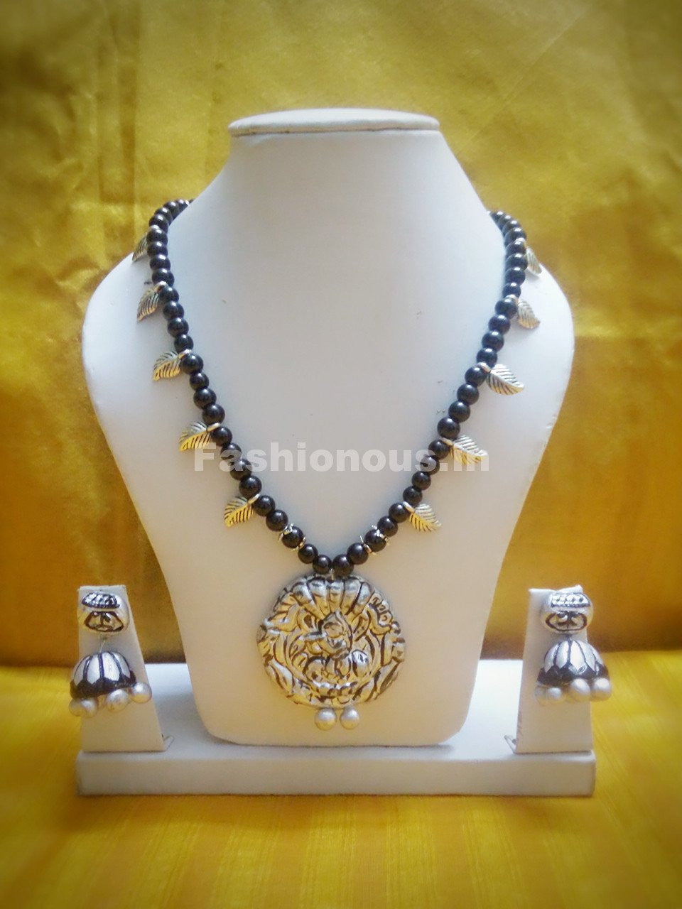Combo of Krishna Pendant and German Silver Beads Polymer Clay Jewellery Set
