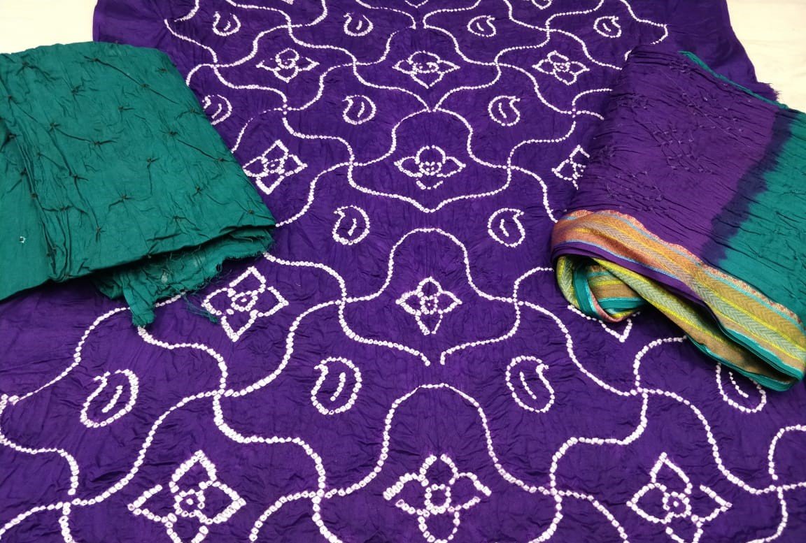 Aubergine Aura Cotton Satin Dress Material CSDM007 Purple & turquoise salwar set