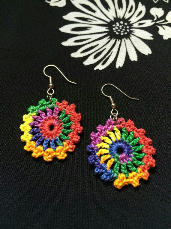 Muticolor Floral Traditional Statement Crochet Earring Sets