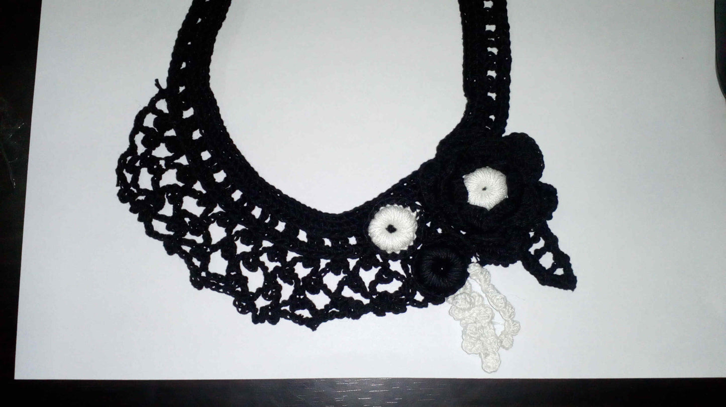 Tribal Crochet Jewellery Set in Black Color Floral Design