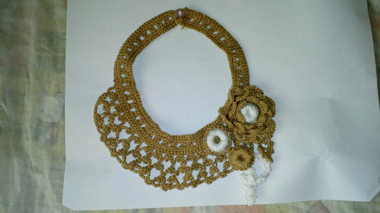 Tribal Crochet Jewellery Set in Olive Green Color Floral Design