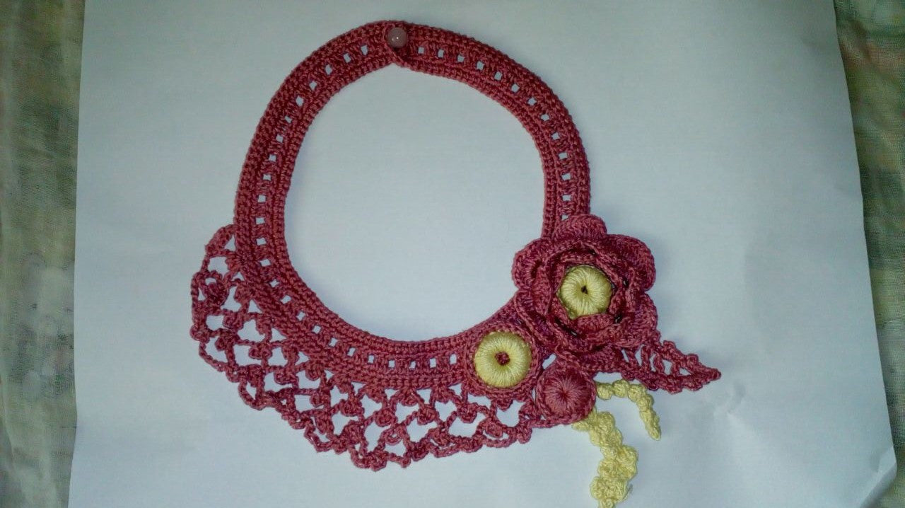 Tribal Crochet Jewellery Set in Raspberry Color Floral Design