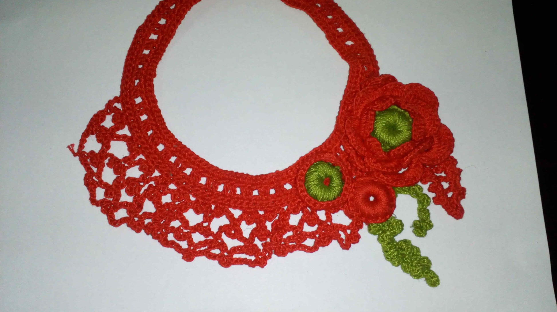 Tribal Crochet Jewellery Set in Red Color Floral Design