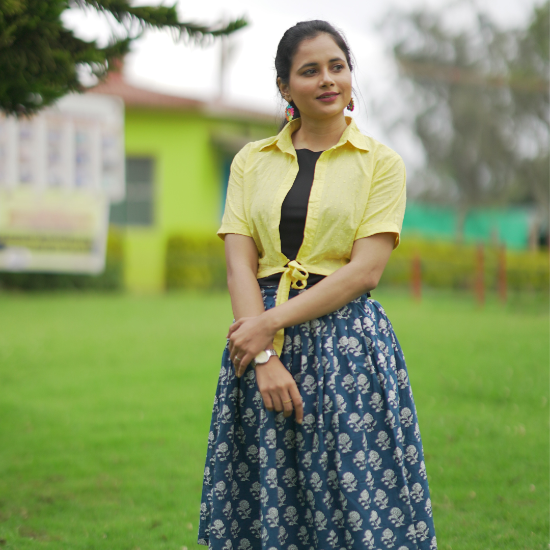 Sunshine Fusion: Custom-Made Shirt & Skirt Combo - CSTMDS1009
