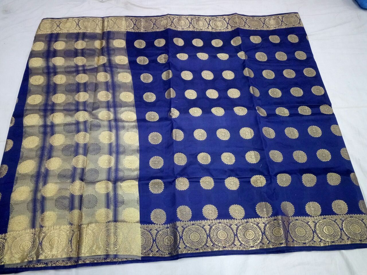 Dark Blue with Golden Chakra Designed Border Paithani Saree-PAITHANI-095