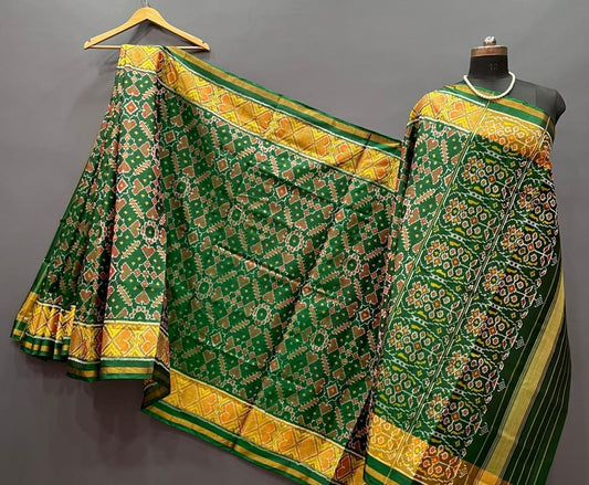 Dark Green Pure Silk Patola Saree