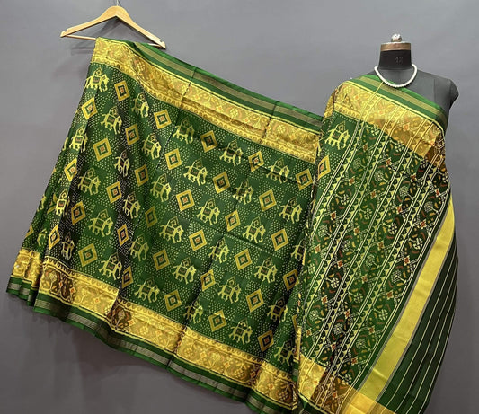 Dark Green Pure Silk Patola Saree