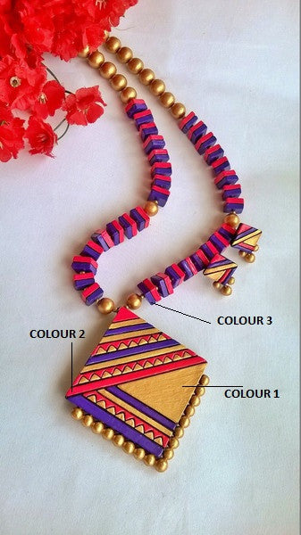 Diamond shaped  Terracotta Jewellery Set