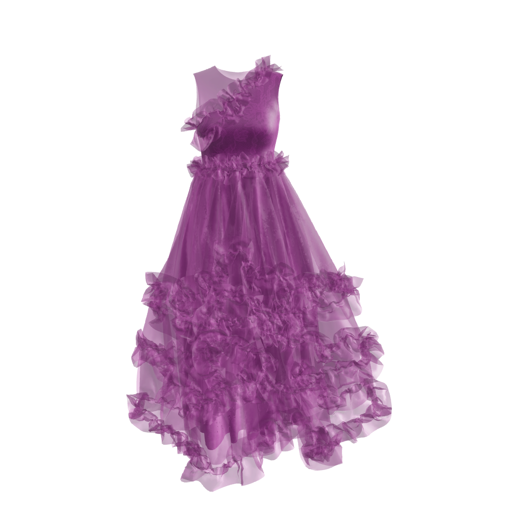 Dress Pattern 1 Ruffle long gown glb