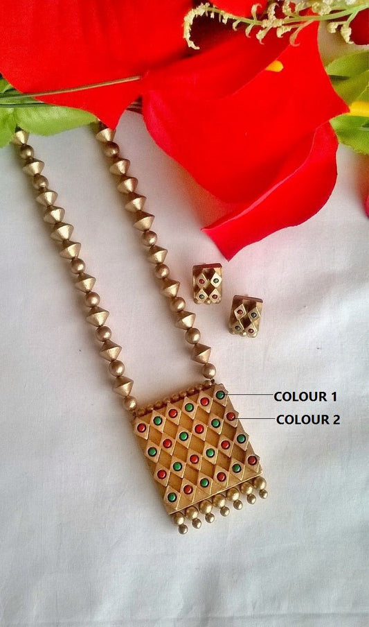 Ethnic Square Terracotta Jewellery Set