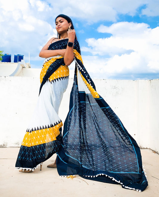 Fashionous Catchy Multicoloured mulmul Jaipuri Cotton Saree