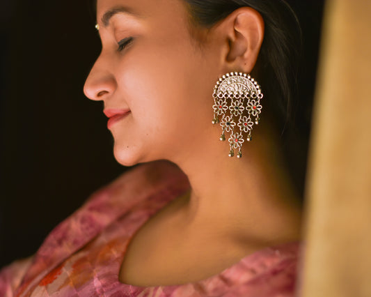 Red and Black Stoned Oxidized Earring