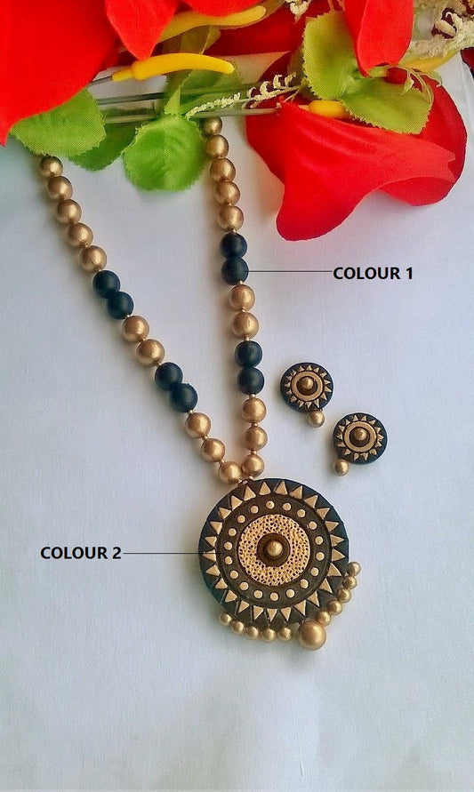 Geometric Design Terracotta Jewellery Set
