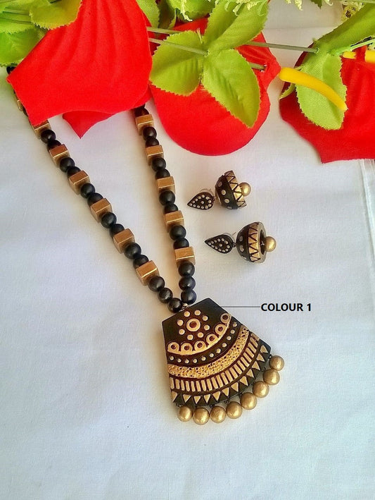 Gold & Black Terracotta Jewellery Set