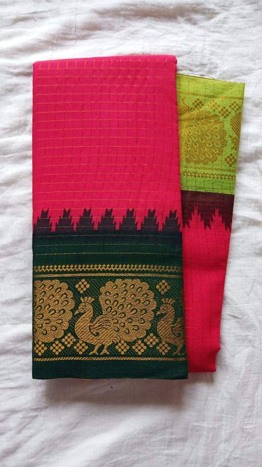 Madurai Checkered Sungudi Saree Ganga Jamuna Border GJB 022