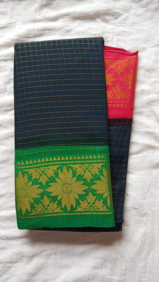 Madurai Checkered Sungudi Saree Ganga Jamuna Border GJB 023