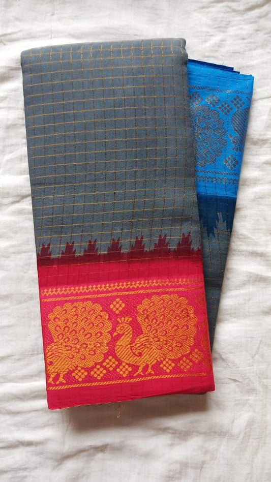 Madurai Checkered Sungudi Saree Ganga Jamuna Border GJB 024