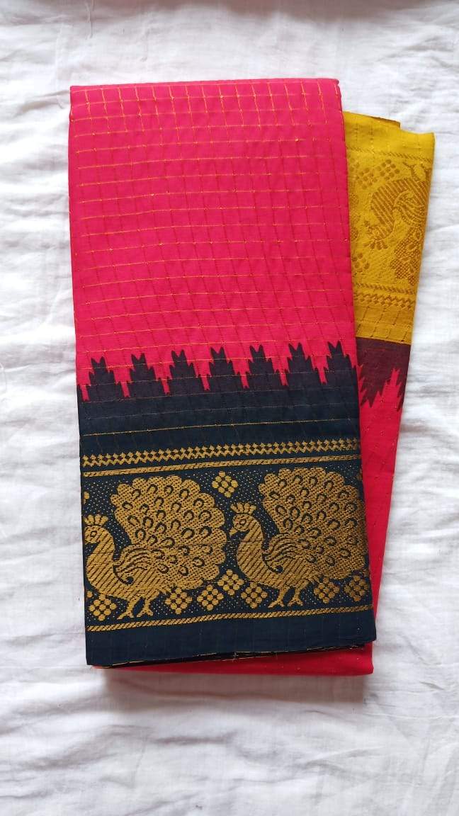 Madurai Checkered Sungudi Saree  Ganga Jamuna Border GJB 025
