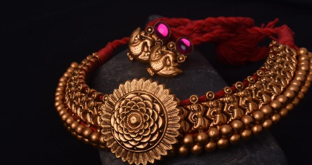 Gold Coloured Oxidized Metal Antique Jewellery- GAJ010