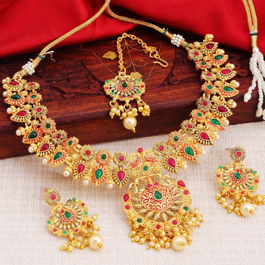 Peacock Floral Necklace Set