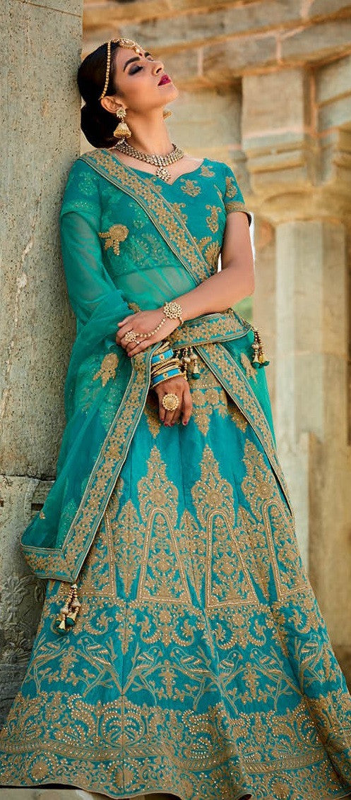 Blue And C Green Bridal Lehenga at Rs 3199 in Ludhiana | ID: 20457453897