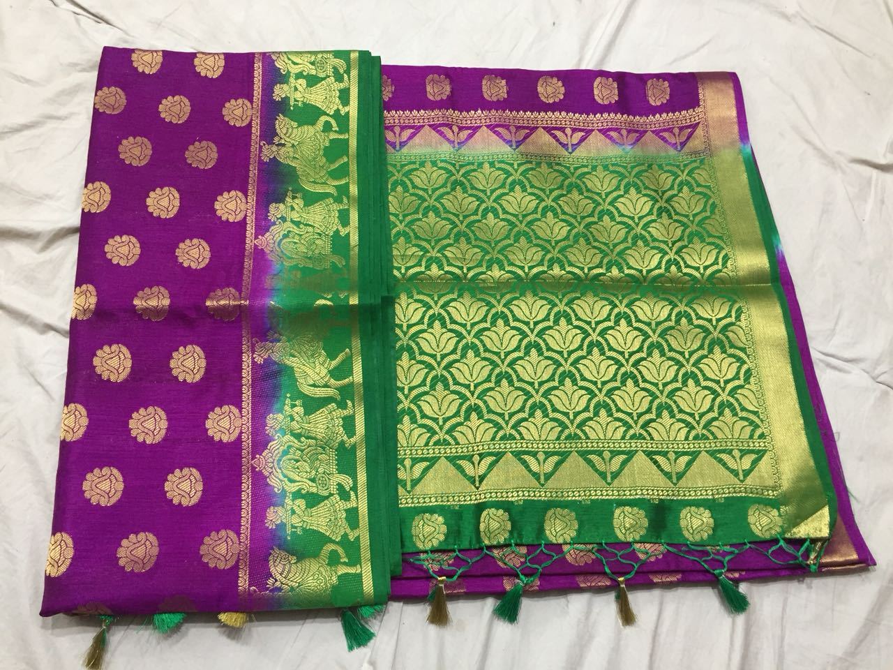 Golden Floral Paithani Silk Saree Design PS220