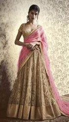 Golden and Pink Embroidered Bridal Lehenga