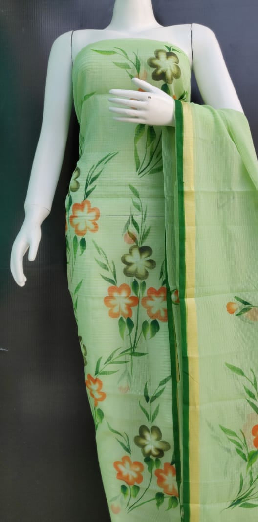 Floral Kota Printed Unstitched Dress Material - BKDM006