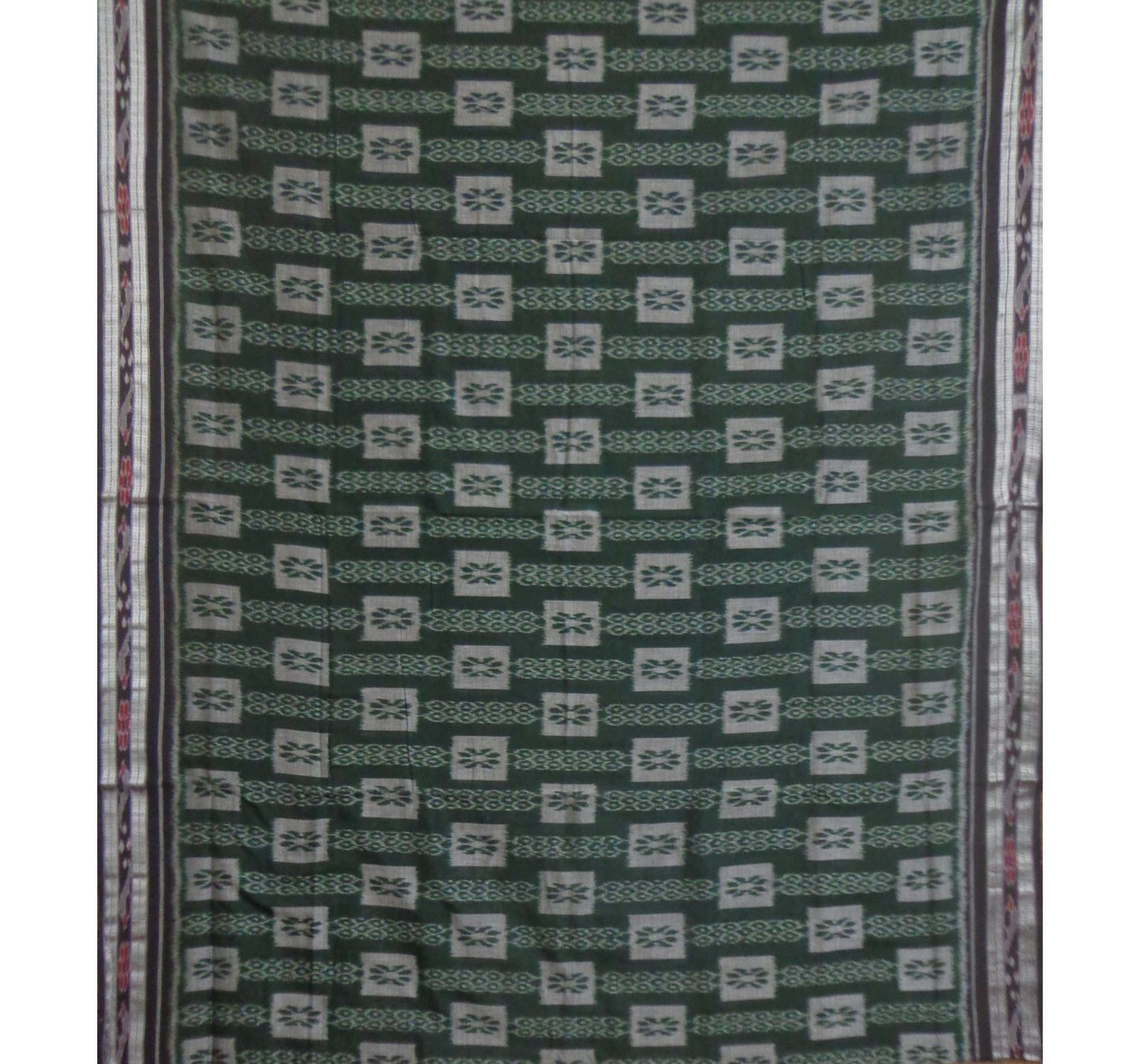 Green Floral Designed Handwoven Cotton Saree