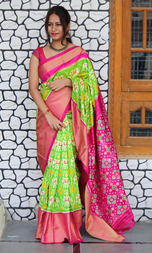 Green Ikkat Silk Saree
