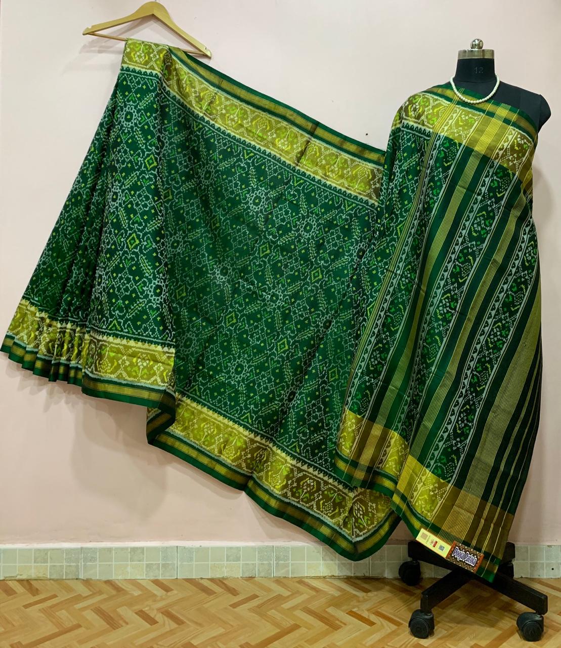 Green with Floral Designed Patola Silk Saree-PSS9005