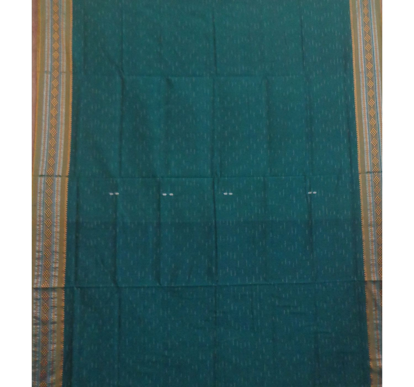 Green with Blue Pallu Handwoven Cotton Saree