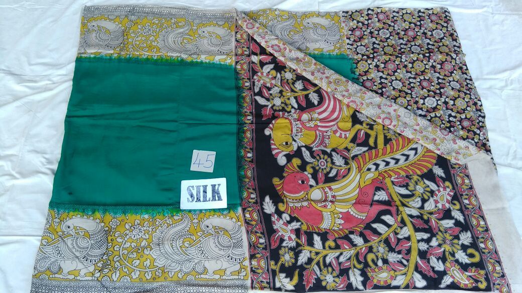 Green with Patil Pallu Silk Kalamkari Saree-KALAMKARI-0003