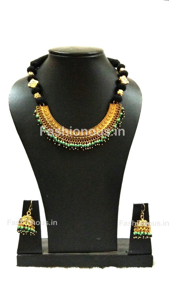 Hangong Beaded Color Customized Necklace and Earrings-OXDJSW-024