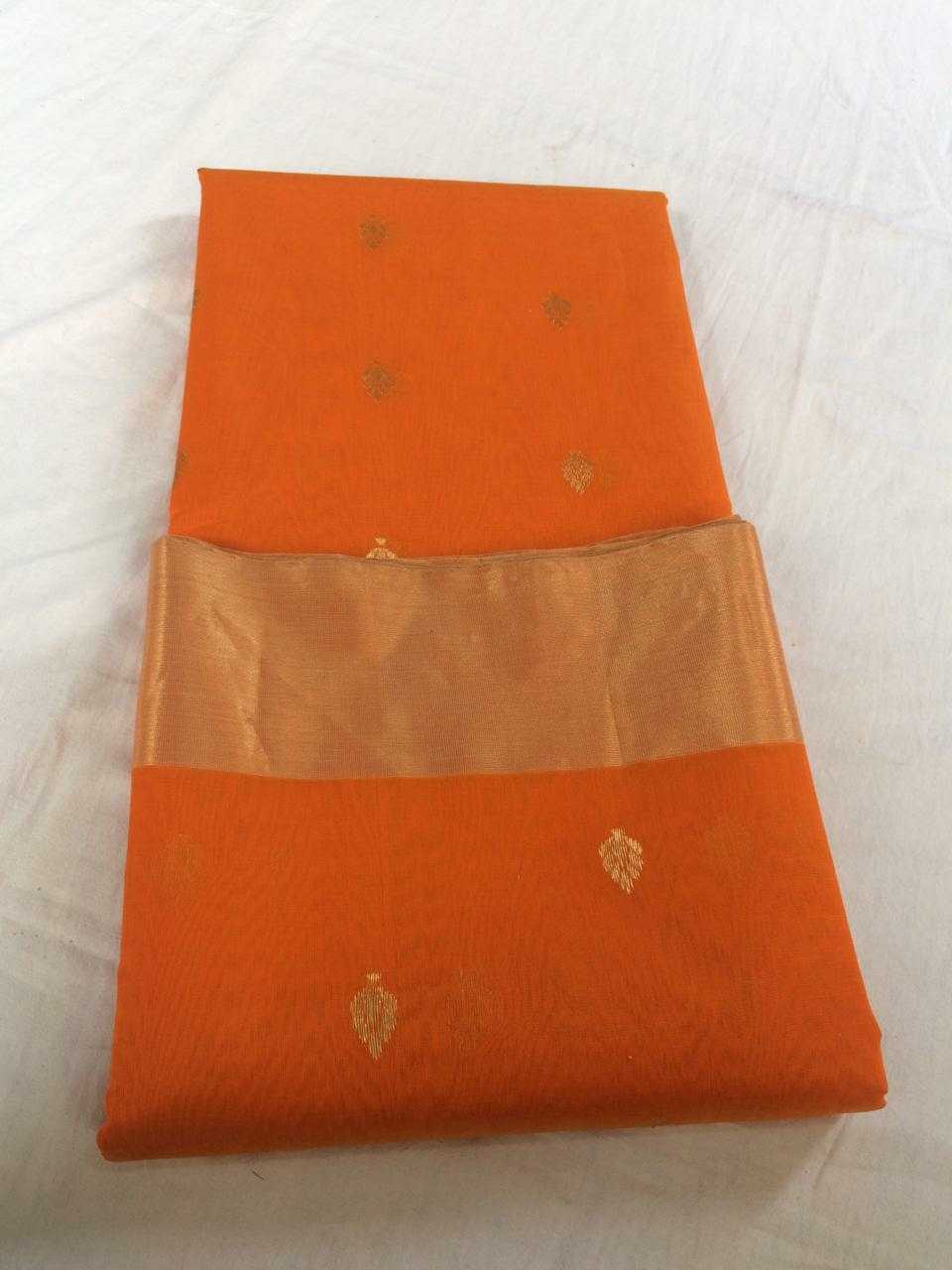 Orange Chanderi Silk Saree With Gold Border- CSH011