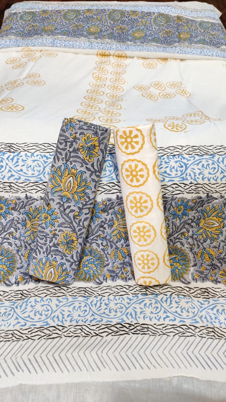 Multi color Handblock Printed Cotton Dress Material