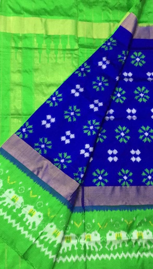 Pristine Peacock Ikat-Silk-Saree-DIKSS010 Blue and green coloured regularwear saree