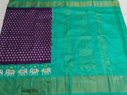 Turquoise Sangria Combo Ikat Silk Saree -PIS001 Turquoise and purple coloured attractive saree 