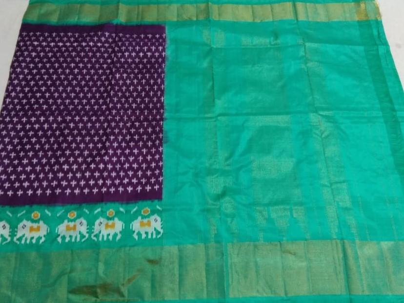 Turquoise Sangria Combo Ikat Silk Saree -PIS001 Turquoise and purple coloured attractive saree 