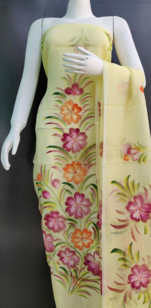 Floral Kota Printed Unstitched Dress Material - BKDM006