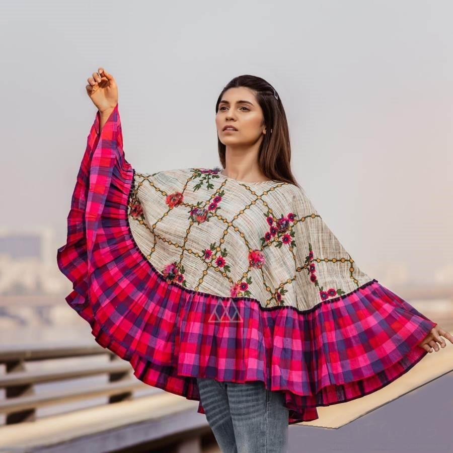 Embroidered Khadi Ponchos Top