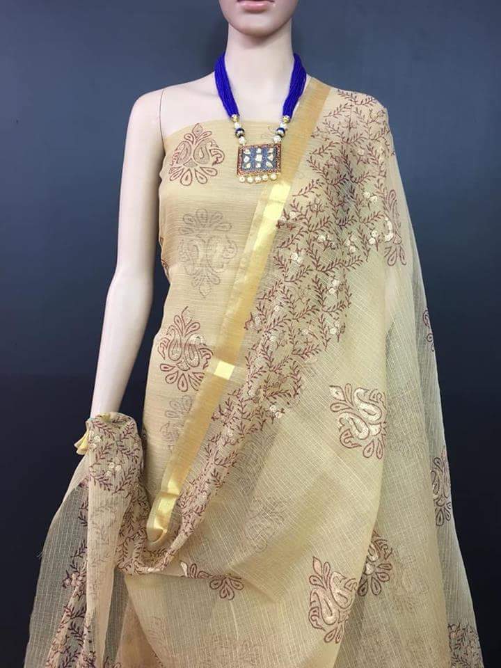 Kota Cotton Golden Printed Dress Material-KCDM003