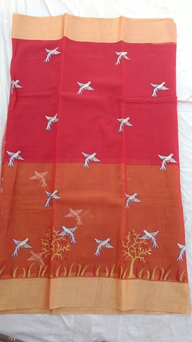 Kota Cotton Half Tissue Embroidery Saree Design-KOTASRE046