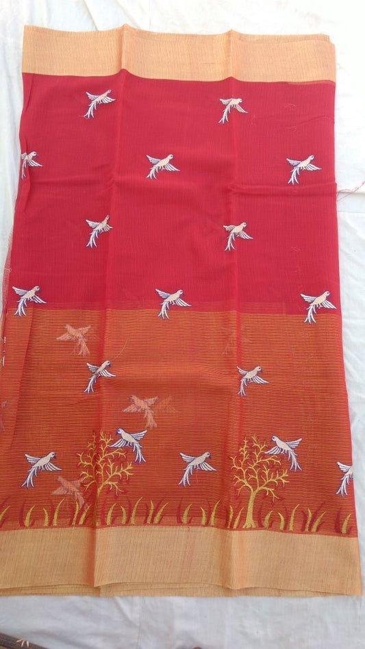 Kota Cotton Half Tissue Embroidery Saree Design-KOTASRE046